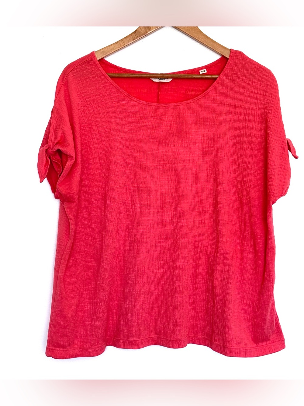 Max Studio Plus Shirt Women’s 1X Coral Short Cold Shoulder Pullover Top